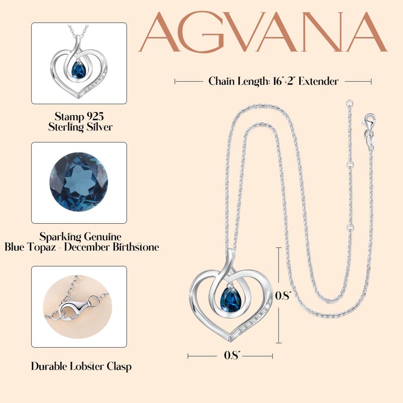 AGVANA December Birthstone Jewelry Blue Topaz Necklace for Women Sterling Silver Forever Love Infinity Heart Pendant Necklace Anniversary Birthday Gifts for Women Mom Wife Her - Image 4